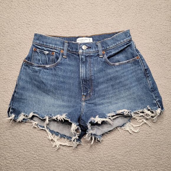 Abercrombie & Fitch Pants - Abercrombie & Fitch Shorts 28 6 Blue Denim The Mom Short High Rise Cutoff Boho